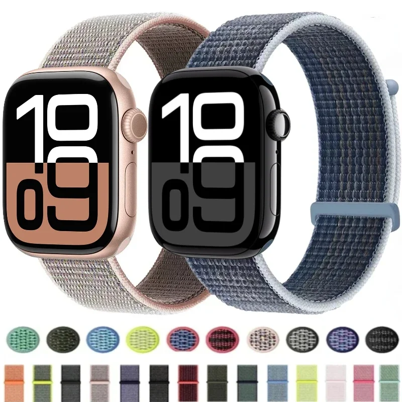 Nylon Loop Strap For Apple Watch Band Ultra 2 49mm Series 10 9 8 7 46mm 42mm 45mm 41mm Bracelet iWatch 6 5 4 SE 44mm 40mm Correa