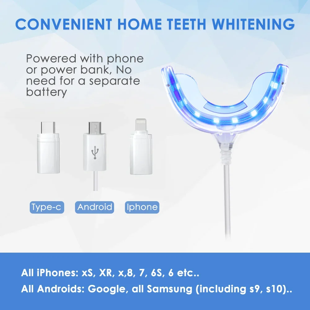 Teeth Whitening Gel Kit 16 LED Accelerator Blue Light Dental Whitening Gel For Dental Bleaching Teeth Whitener With Mouth Tray