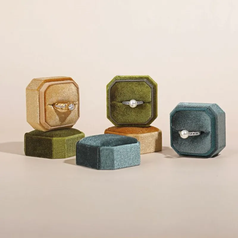 

Коробочка для колец из вельвета 5x5x4 см, маленькая, в четырех цветах, с шестиугольным фланелевым покрытием, для свадеб и помолвок