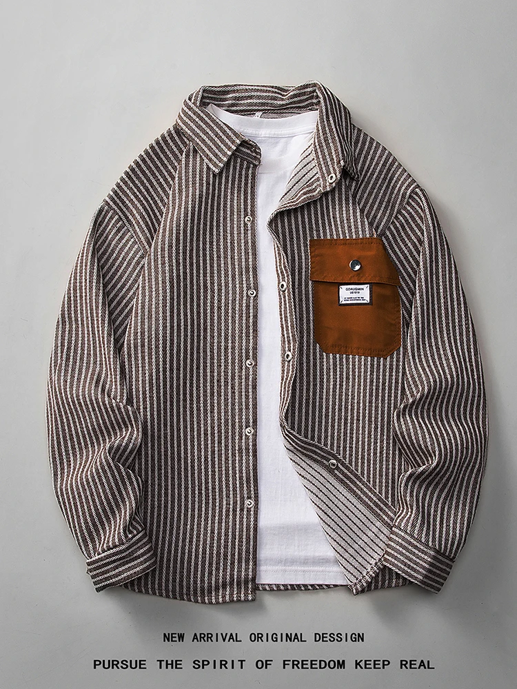 

Мужское длинное пальто в полоску в стиле ретро, свободное повседневное весенне-осеннее новое универсальное ветрозащитное длинное пальто с пуговицами в стиле ретро