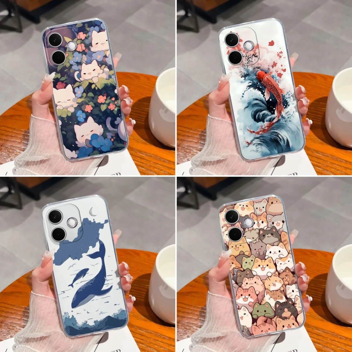 Para Oppo A 5 A 5 Pro 5G Funda de teléfono hermoso patrón Koi claro delgado silicona TPU Funda de protección Premium para OppoA5 A5Pro Funda