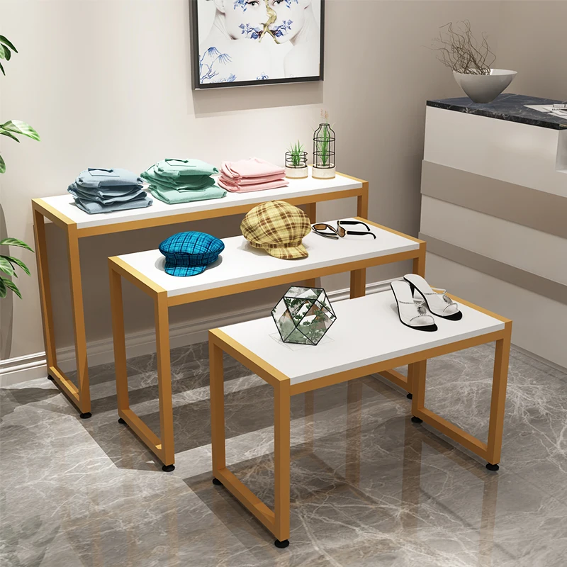 Clothing store display rack Rectangle women's clothing store shoe bag rack High and low flowing water platform Zhongdao window