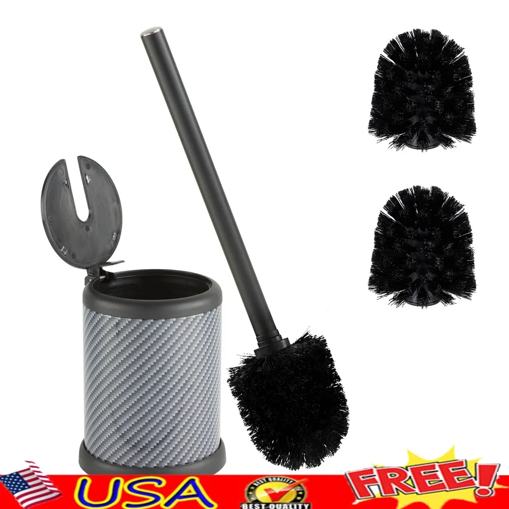 

Самозакрывающаяся крышка, набор держателей для туалетной щетки, комплект из 2 сменных щеток, нержавеющая сталь, гигиенические, устойчивые к ржавчине, аксессуары для ванной комнаты