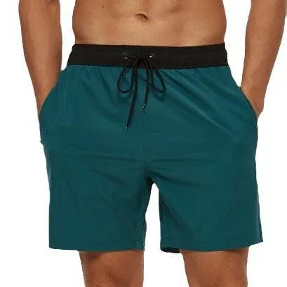 Men Summer Swim Shorts Swimwear Trunks Swimsuits Quickly Dry Surf Beach Board Elastic Waist Swim Pants Surffing Shorts with Mesh