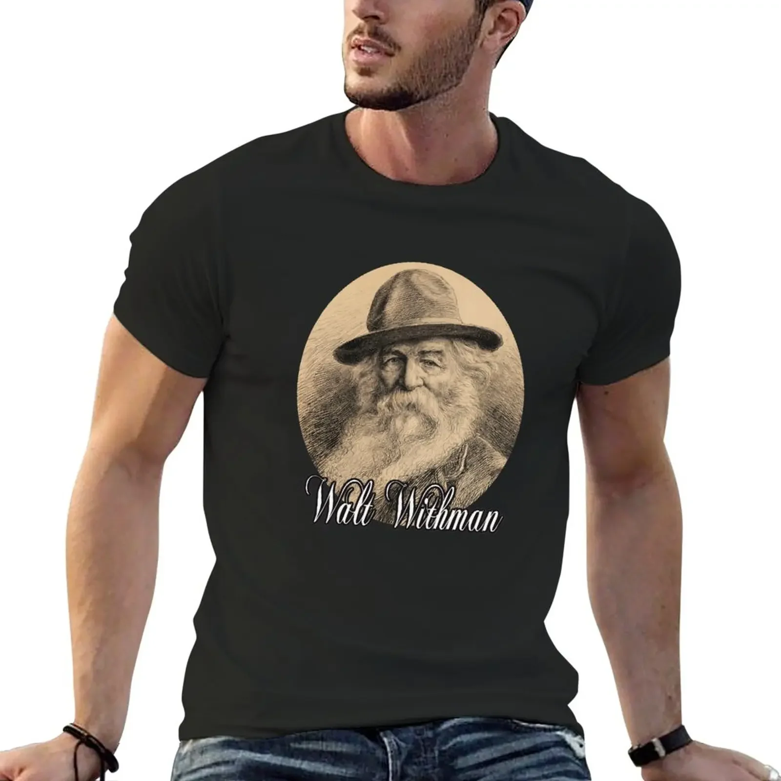 Walt Whitman HD Portrait by V. Gribayédoff(1890) T-Shirt summer tops new edition black t-shirts for men