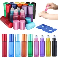 10Pcs Portable 5ml-10ml Frosted Glass Essential Oil Roller Bottles W/ Opener Funnels MIni Vial For Aromatherapy Perfume Travel