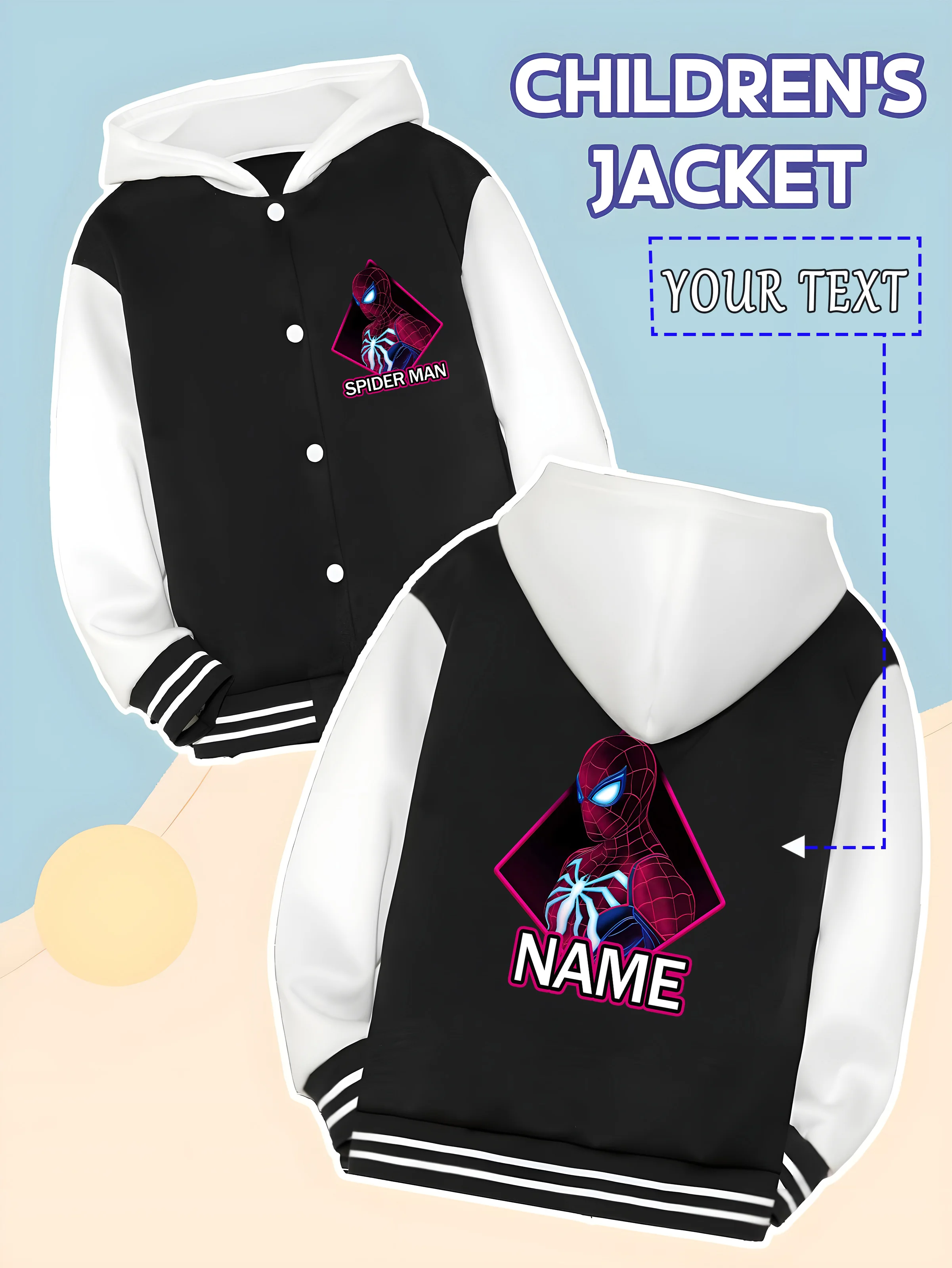 

MINISO Marvel Boys' Baseball Jacket - Spider-Man Cyber Diamond Design, full of futuristic sense, very stylish for science and te