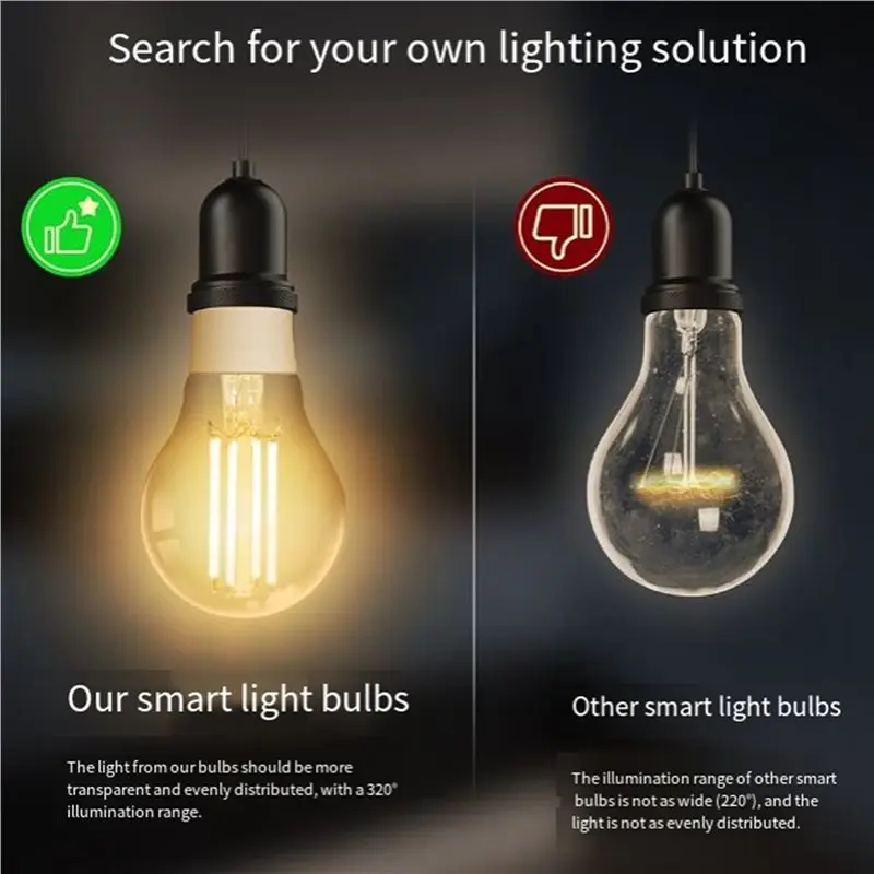 Y43A-2X Tuya Zigbee Smart Filament Bulb 7W LED Light Lamp E27 Dimmable Lighting 806Lm CCT Smart Dimmable
