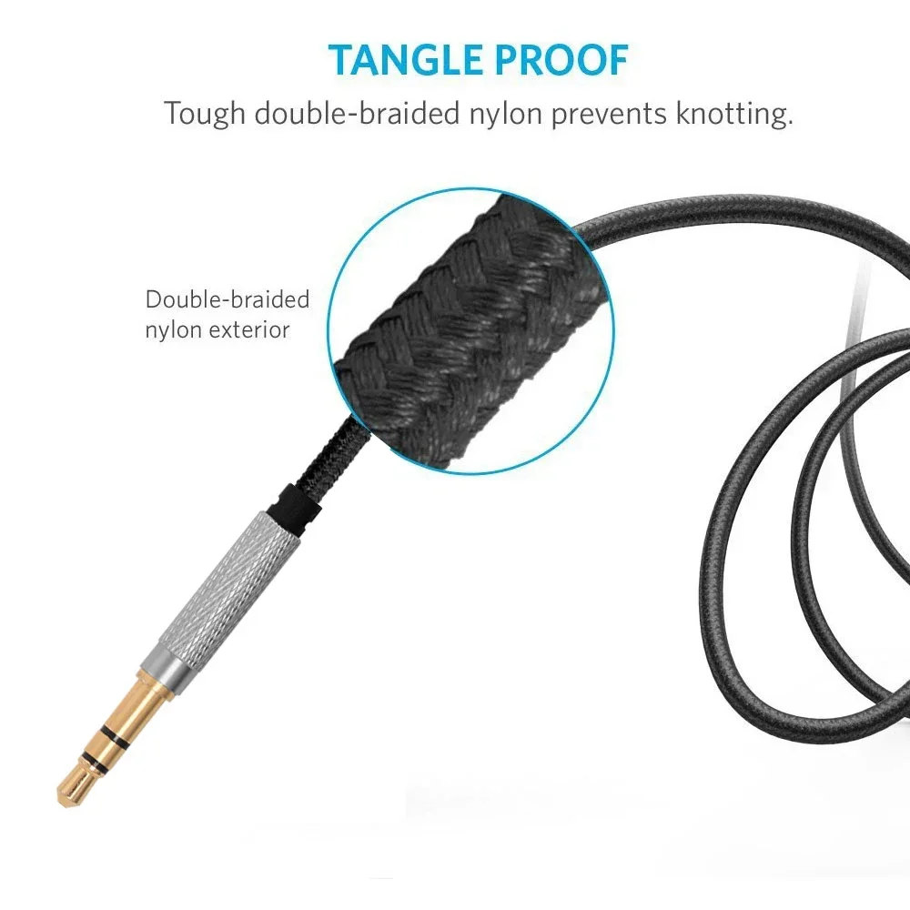 OFC เปลี่ยน Nylong Braided Aux 3.5 มม.สายไฟต่อสําหรับชุดหูฟังสําหรับเล่นเกม Razer Electra