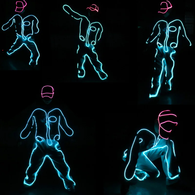 Ballo di strada Fai da te Strisce luminose a LED Discoteca Concerto Spettacolo Abiti da uomo Vestito da palcoscenico Popping Street Dance Neon Led Strip