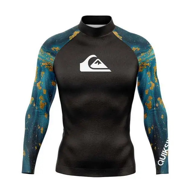 Camisa de Natação Masculina Quiksilver de Manga Longa com Proteção Solar UPF 50, Secagem Rápida, Top para Surf, Rash Guard, Roupa de Mergulho e Snorkeling