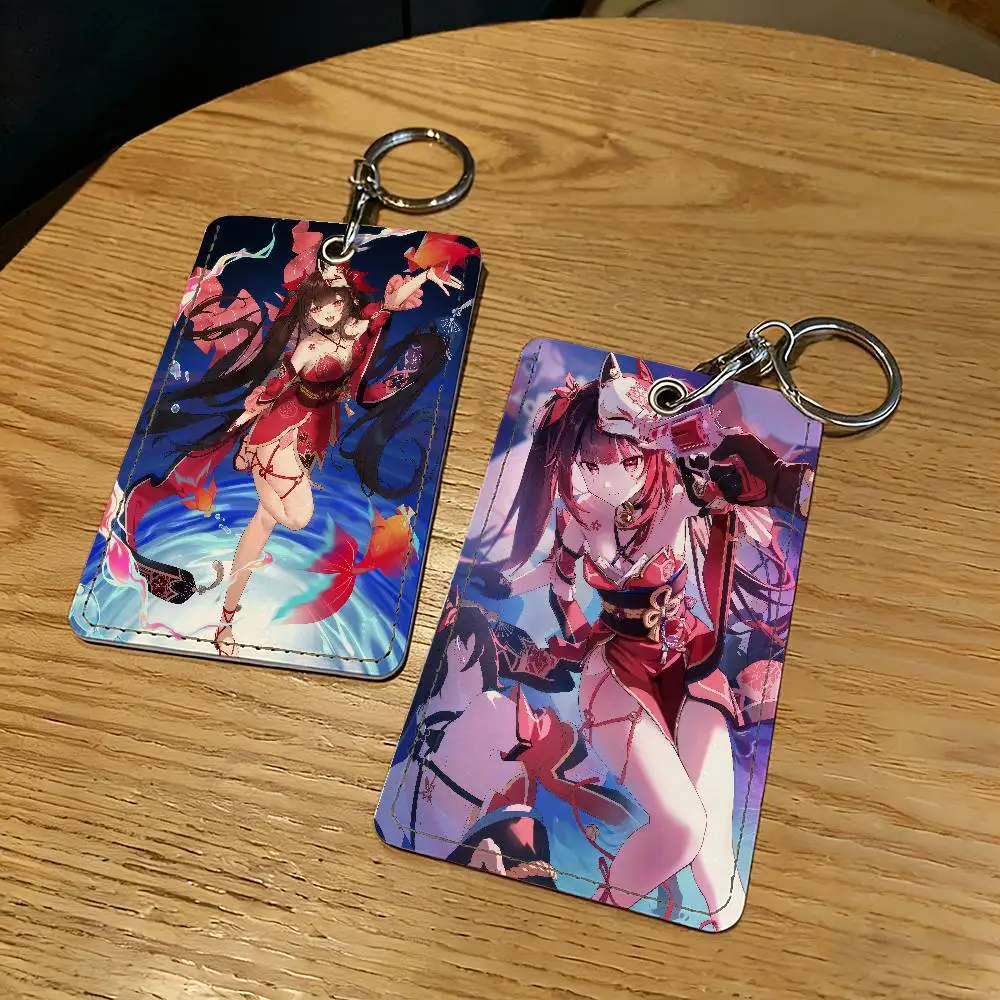 Game Honkai Star Rail Sparkle Card Holder With Keychain Executive Protection For Bank Credit Subway Bus Case