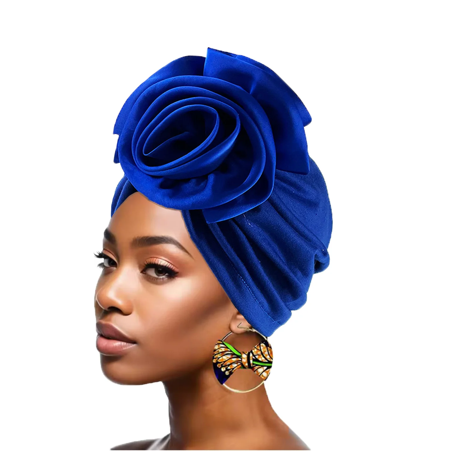 

Fashion Satin Flowers Turban Hijab Hats African Head Wraps Elastic Muslim Hats Breathable Chemo Cap For Women Girls