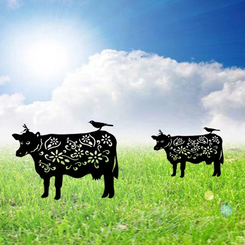 

Hollow Flower Cows Garden Stakes Acrylic Backyard Decoration for Home