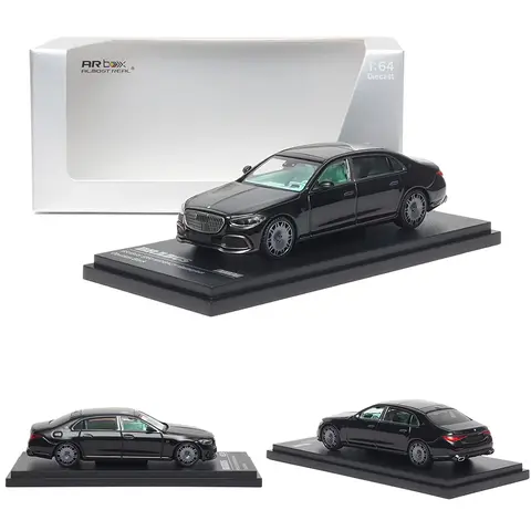 사전 판매 AR BOX 1:64 메르세데스 벤츠 마이바흐 걸작 S850 흑요석 블랙 다이캐스트 자동차 모델 컬렉션 완구