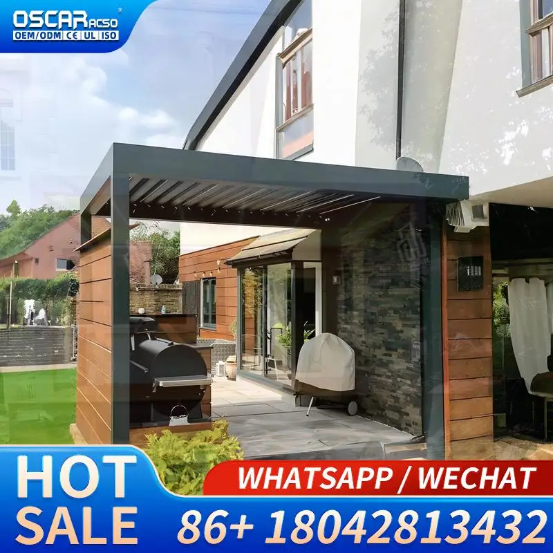 Adjustable 6m X 4m Wall Mounted Aluminium Frame Gazebo with Powder Coating for Garden Patio Backyard Outdoor Use Pergola