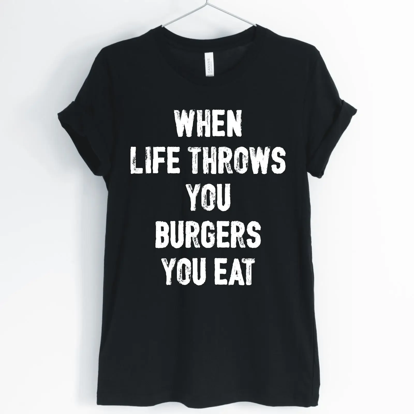 When Life Throws You Burgers Eat Funny Hamburger T Shirt Women's Casual for Burger Lover  vintage Washed Breathable Soft
