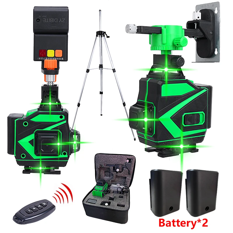 

LUCHSHIY Laser Level 16/12 Lines 4D Self-Leveling 360 Green Nivel Laser With 2 Batteries Powerful Green Laser Level Tools Set