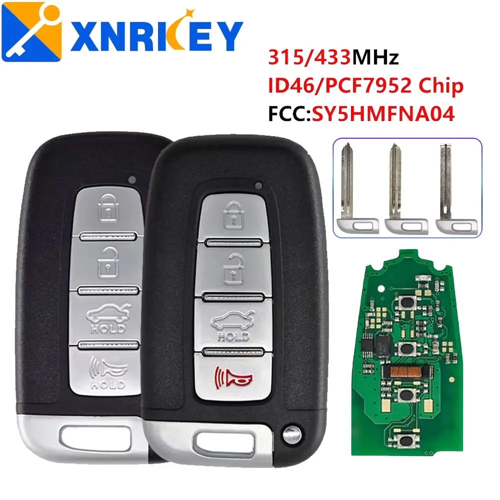 XNRKEY 4Button Remote Car Key 315/433Mhz for Hyundai I30 IX35 Sonata Genesis Equus for Kia K2 K5 Rio Soul Borrego Sorento Optima