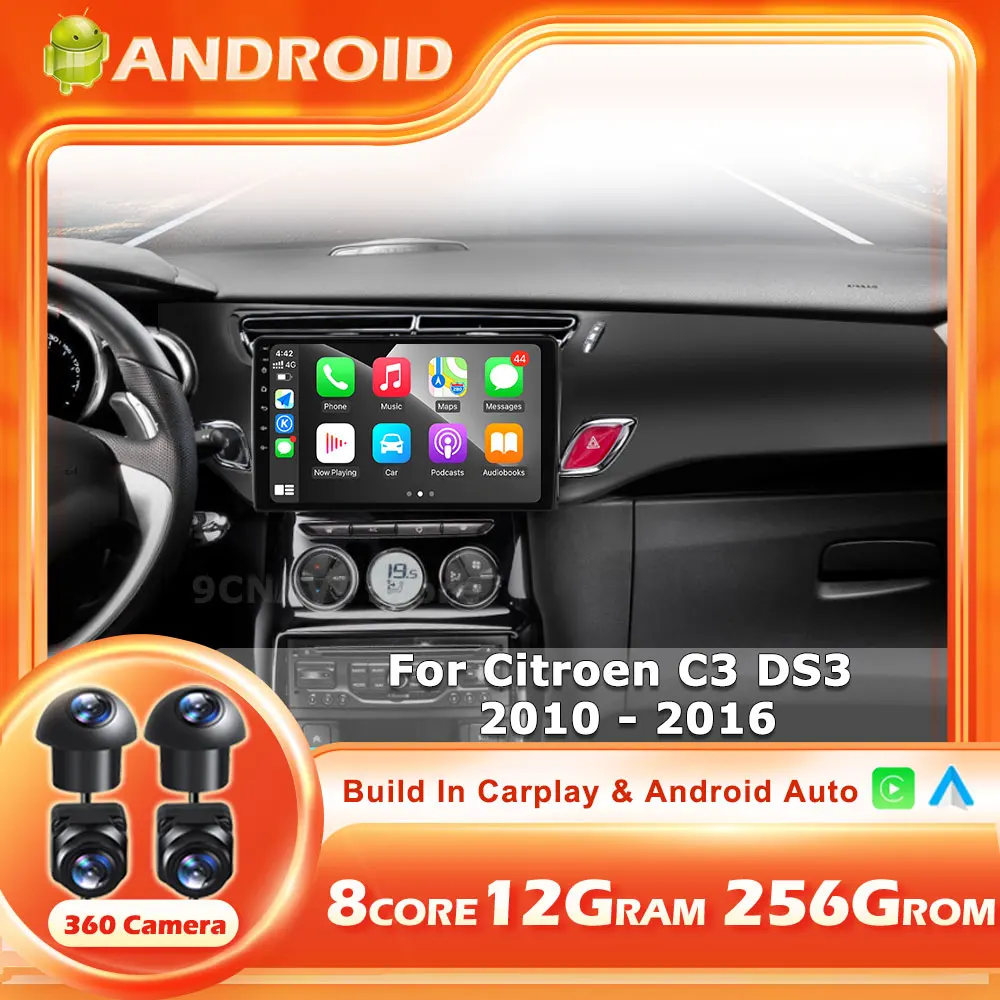 Screen Android 16 Auto Carplay For Citroen C3 DS3 2010-2016 Car Radio Video Multimedia Player GPS Navigation DSP Stereo BT Tools