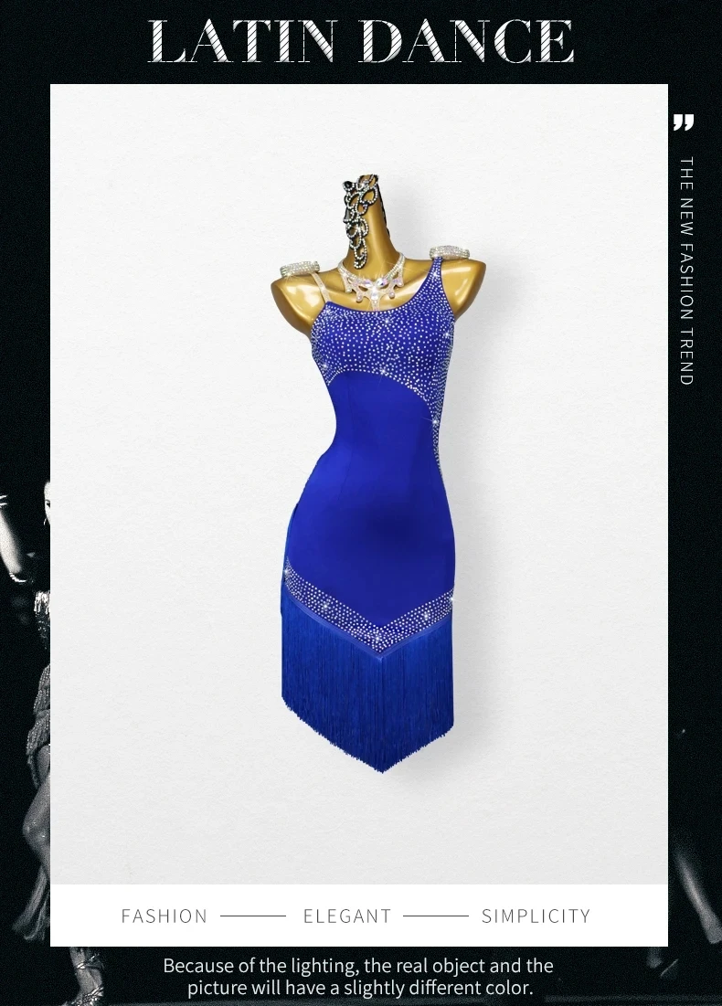 Lateinamerikanisches Tanzkleid für Mädchen 2026, Trainingskleidung, Damen-Abendanzug, Fransenrock, Kostüm für Abschlussbälle, Partys, Samba, Sport, Ballsaal, Bühne – Detail 2