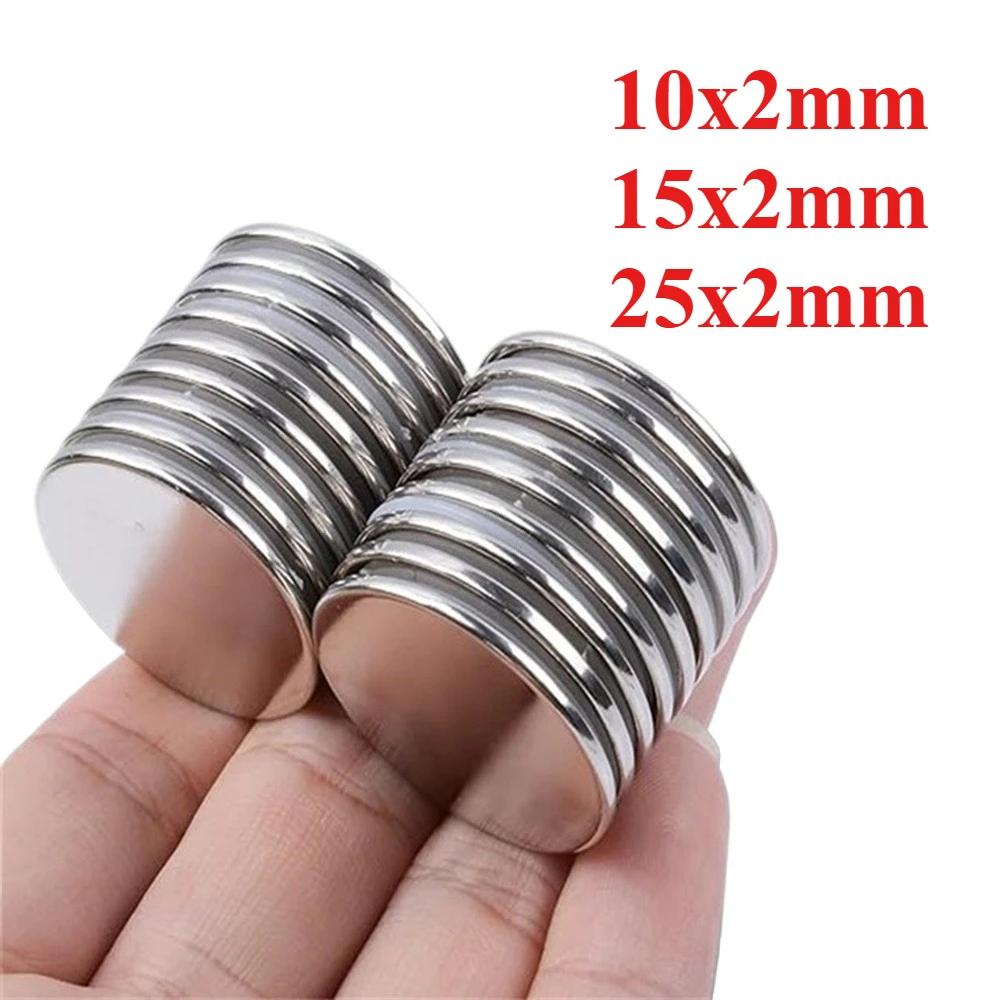 Round Neodymium Magnets 10x2/15x2/25x2mm for DIY Holiday Bags, Seasonal Warehouse and Office Tool Storage, and Christmas Walls