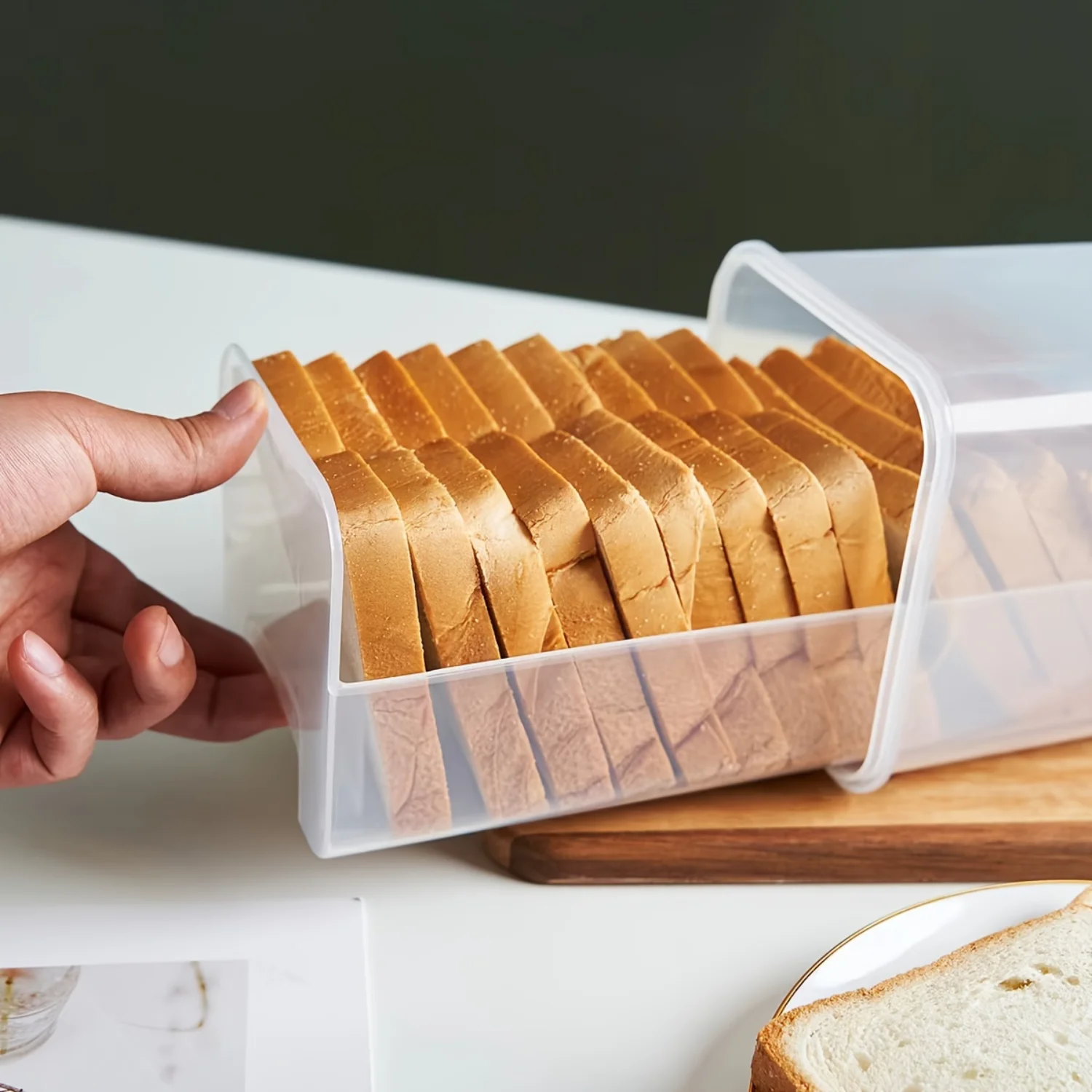 Bread Box with Clear Lid and Flip Top Closure for Safe  of Toasts and Breads