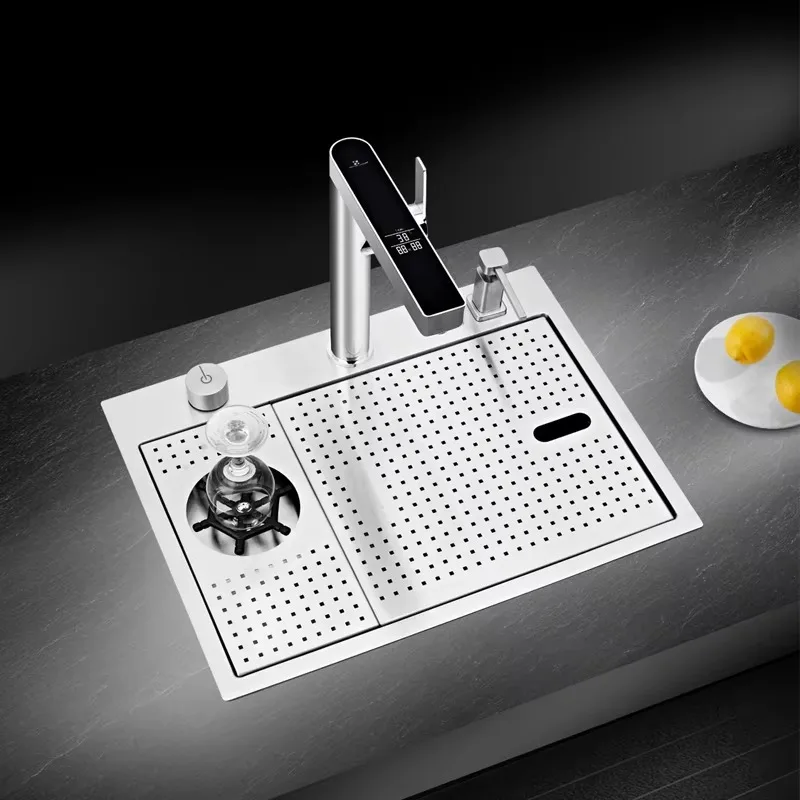 

Apartment Kitchen Sink Hidden Bar Sink with Cover High Pressure Cup Washer Handmade Kitchen Sink