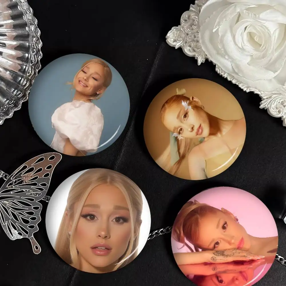 Singer A-Ariana G-Grande 58mm Cute Anime Figure Icon Badge Handmade Tinplate Brooch for Backpack Clothes Chest Ornament Gifts