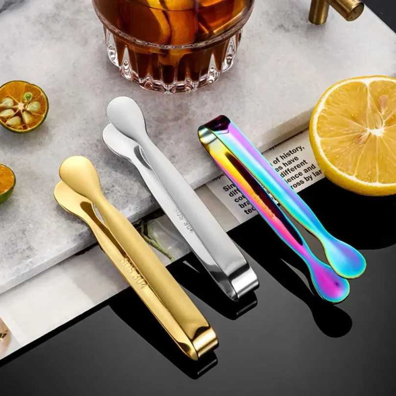 Sugar Cube Tongs Multi-color Ice Clamp Stainless Steel Electroplated Ice Tongs Ice Clip for Bar Kitchen Sugar Cube Meal Clip