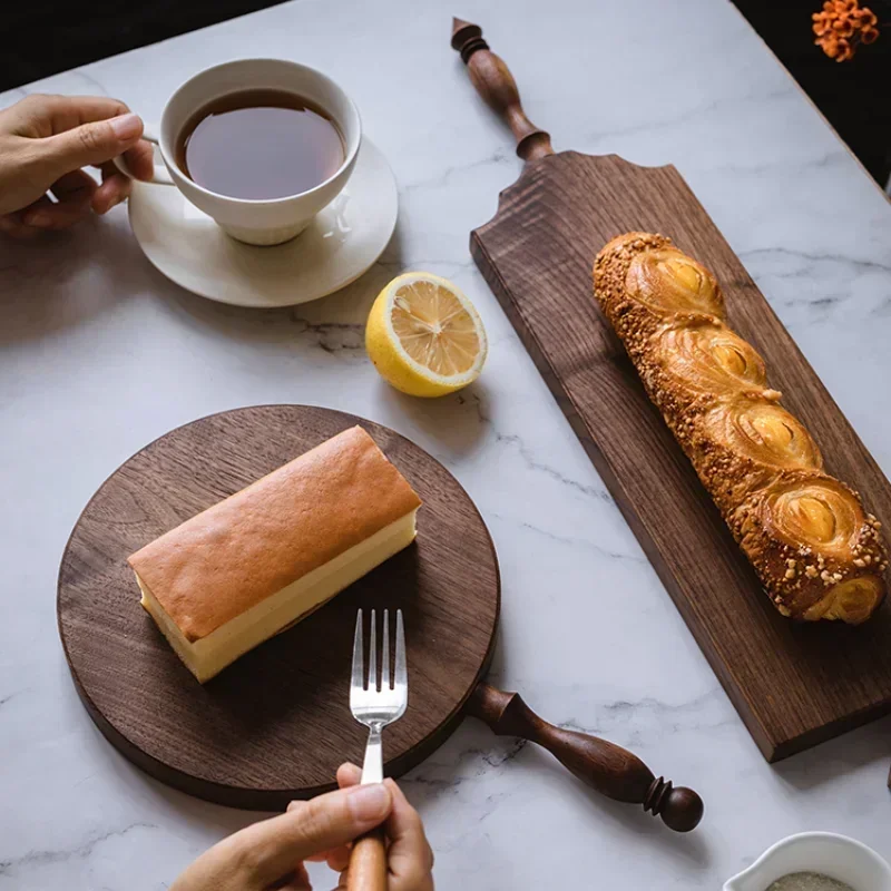 Premium Black Walnut Serving Tray, Handmade Kitchen Cutting Board with Natural Wood Grain, Polished Smooth for Dining Table