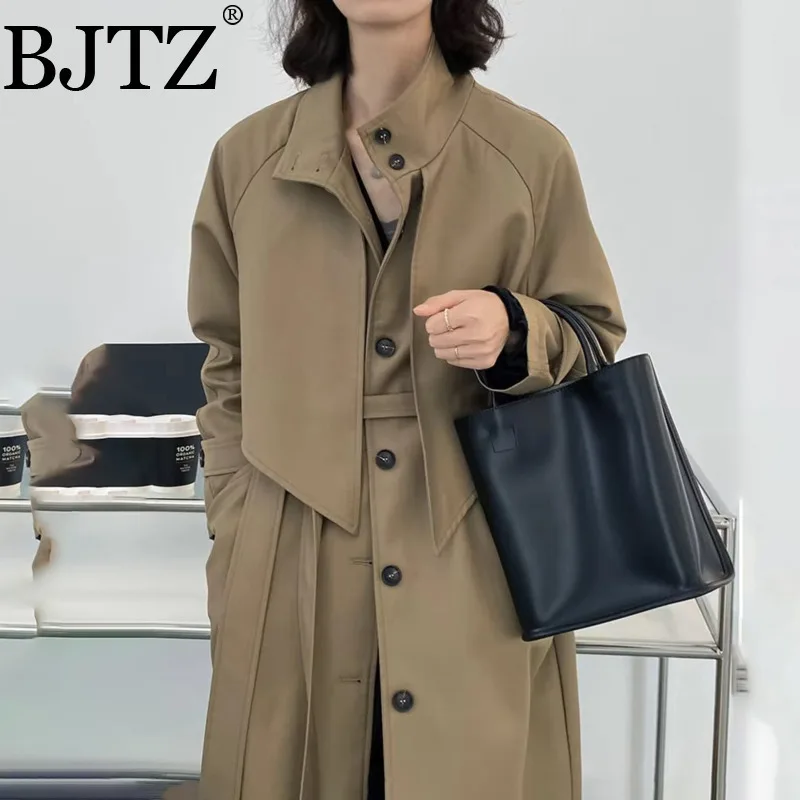 

Bjtz Fashion Trench Coat for Women Irregular Single Breasted Loose Windbreaker 2025 Spring New Streetwear Clothing 2025