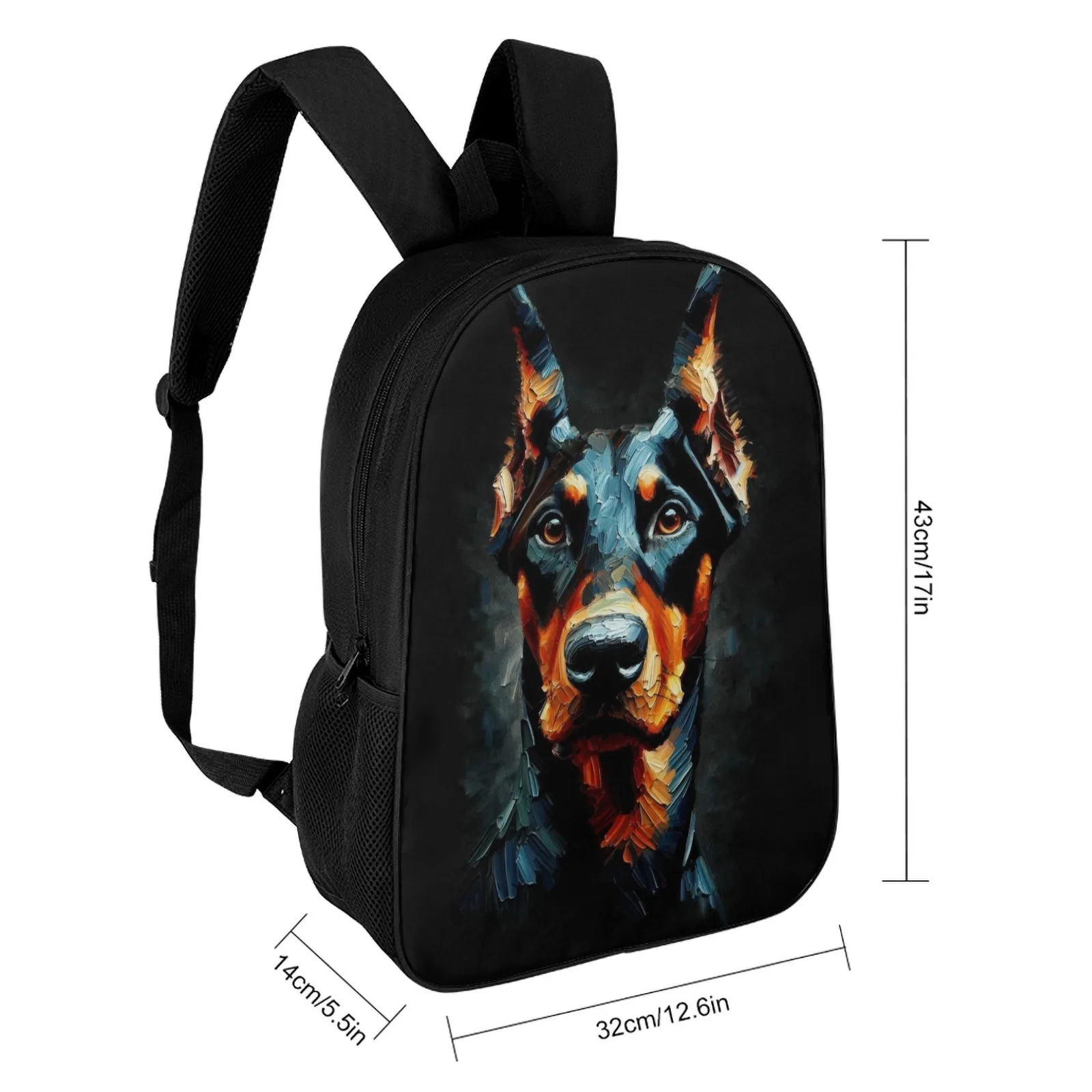 Doberman 1 Mochila Escolar Borsa per libri stampata Ritorno a scuola Borsa per zaino da scuola da 17 pollici