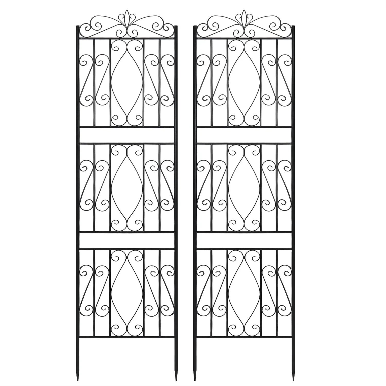 2PCS Tall Metal Garden Trellis Fence Stake Trellis Vine Plants Outdoor Yard Art Decor