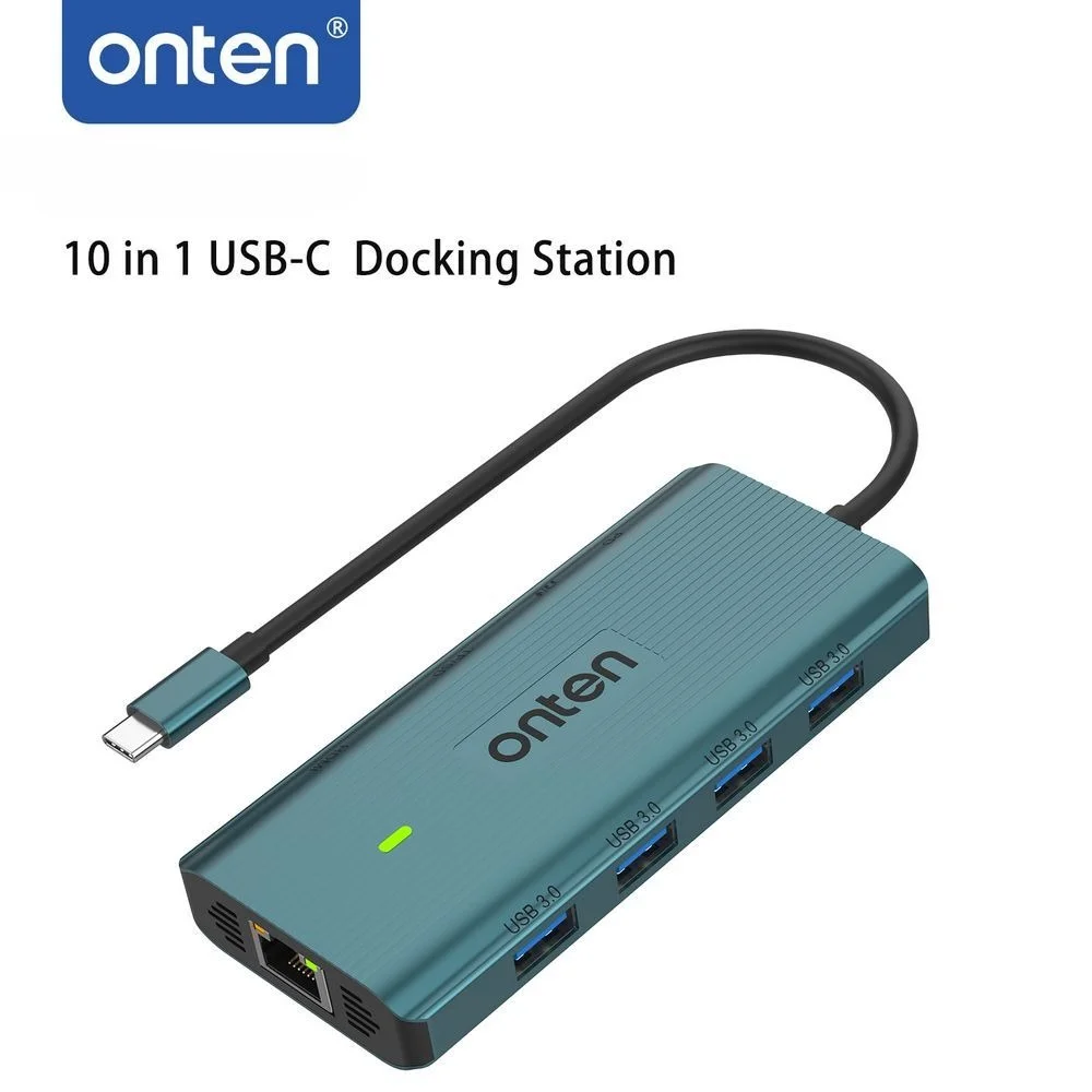 ONTEN 10-in-1 USB C Docking Station 4K HDMI USB/SD/TF3.0 RJ45 PD100W 3.5mm Audio Multiport Hub Adapter for MacBook Laptop
