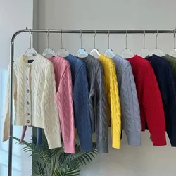 Abbigliamento in puro cotone Cardigan maglione manica lunga sciolto autunno inverno nuovo Top lavorato a maglia vestibilità comoda