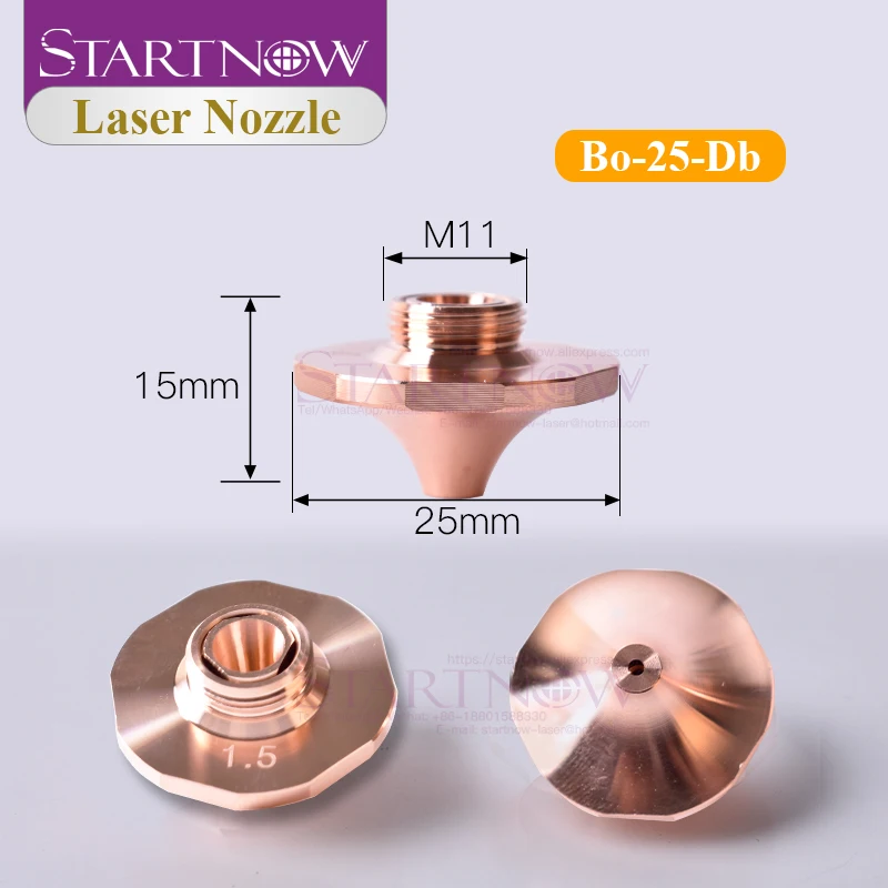 Startnow Bo Laser Cutting Nozzle O.D.25 Dia.32mm H15 Single Double Layers Caliber 1.0 3.0mm Laser Hexagonal Copper Nozzles M11