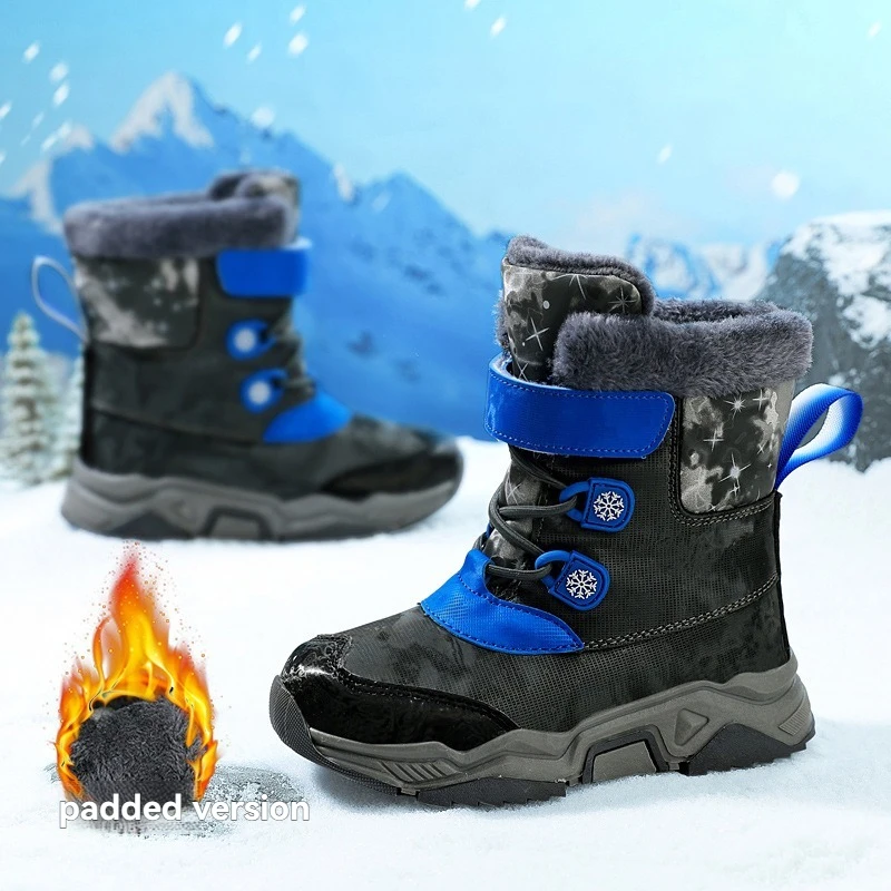 Bota impermeável do bebê meninas das crianças botas de neve de inverno crianças para menino sapatos casuais antiderrapante hobibear quente criança pelúcia