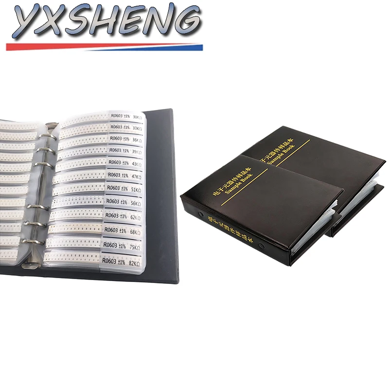 8500PCS 4250PCS 8850PCS 0201 0402 0603 0805 1206 1% 1R 10R 100R 1K 10K 100K Resistor Sample Blank Book SMD Assorted Kit