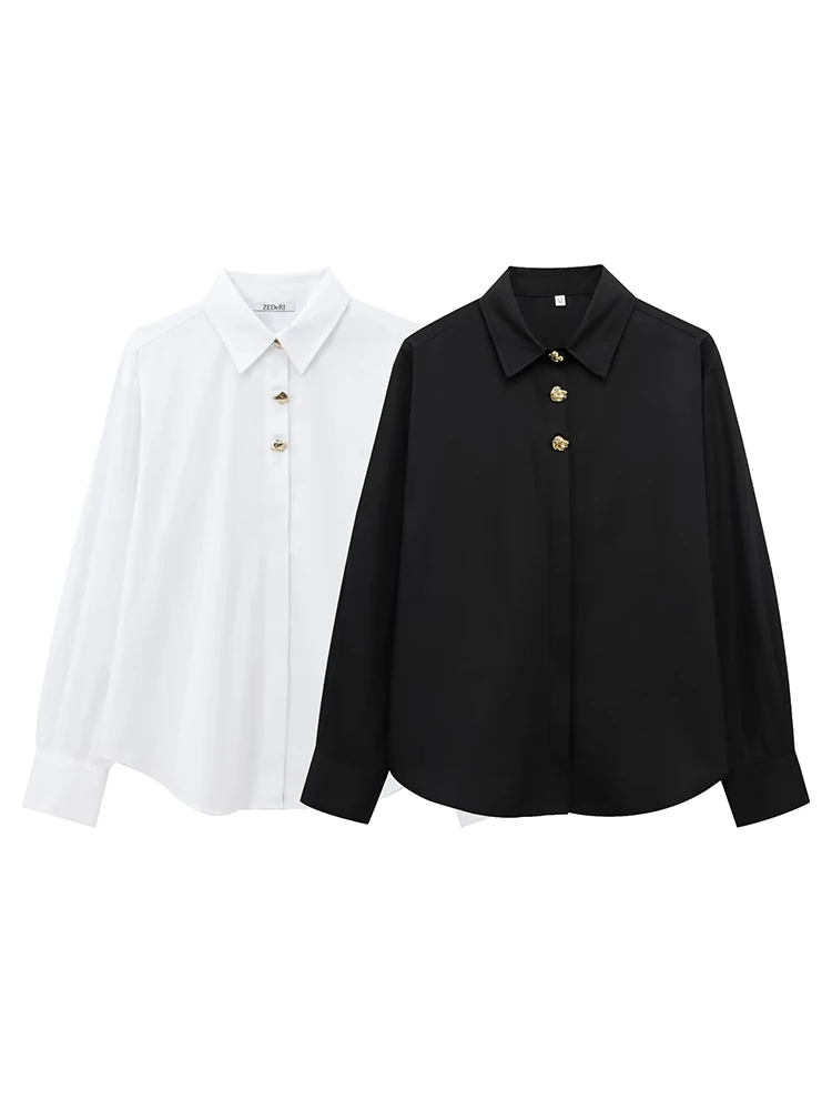 

KUCLUT Women Fashion With Button Solid Single Breasted Blouse Vintage Lapel Neck Long Sleeves Female Chic Lady Shirts