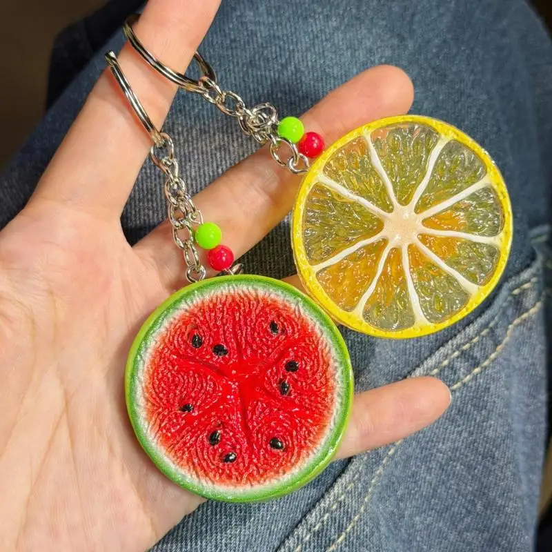 Simulation Fruit Slice Keychain Mini Fruit Pendant Backpack Cute Hanging Decor