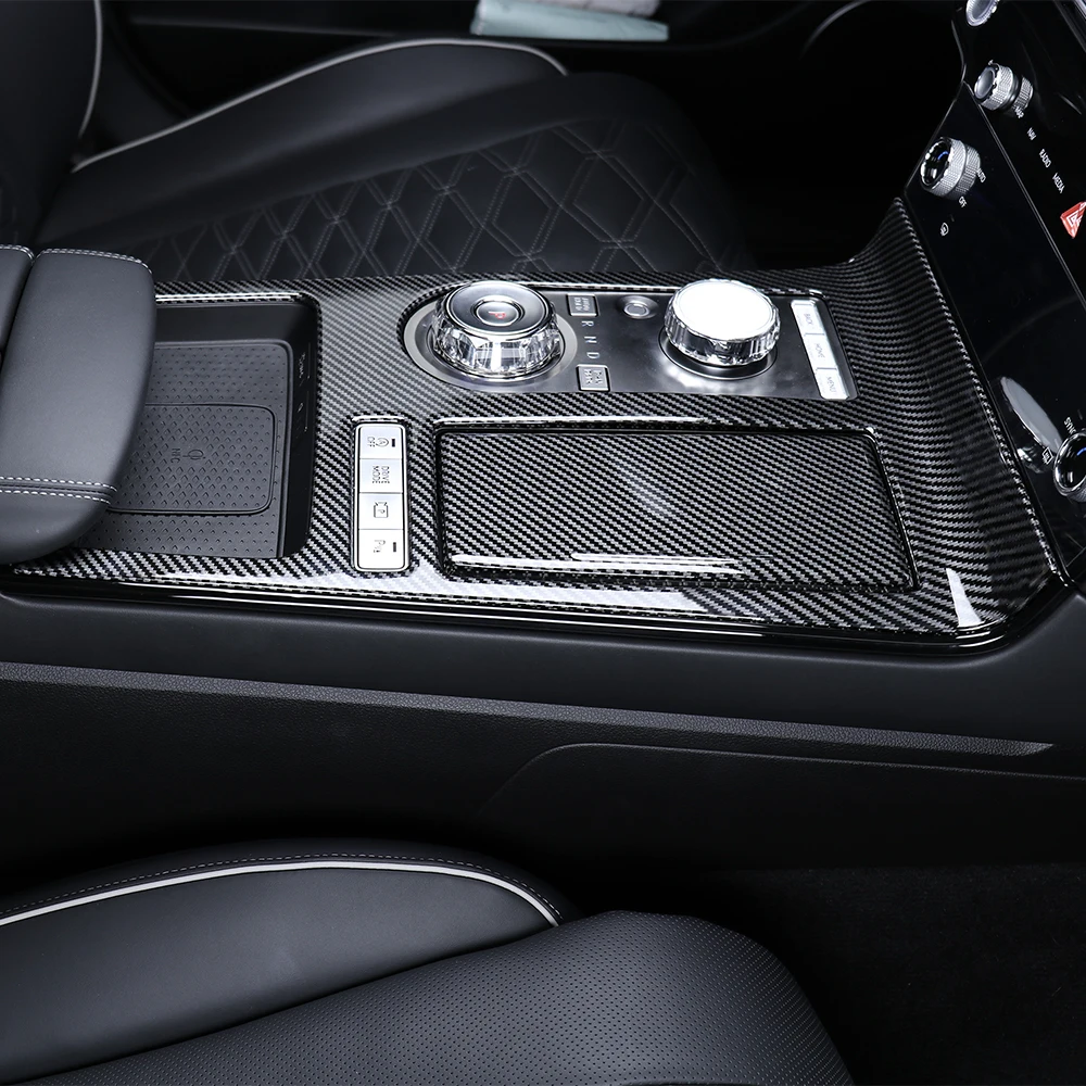 ألياف الكربون شريط وحدة التحكم المركزية لوحة ملصق والعتاد التحول غطاء ل Genesis G80 2025 اكسسوارات LHD #2