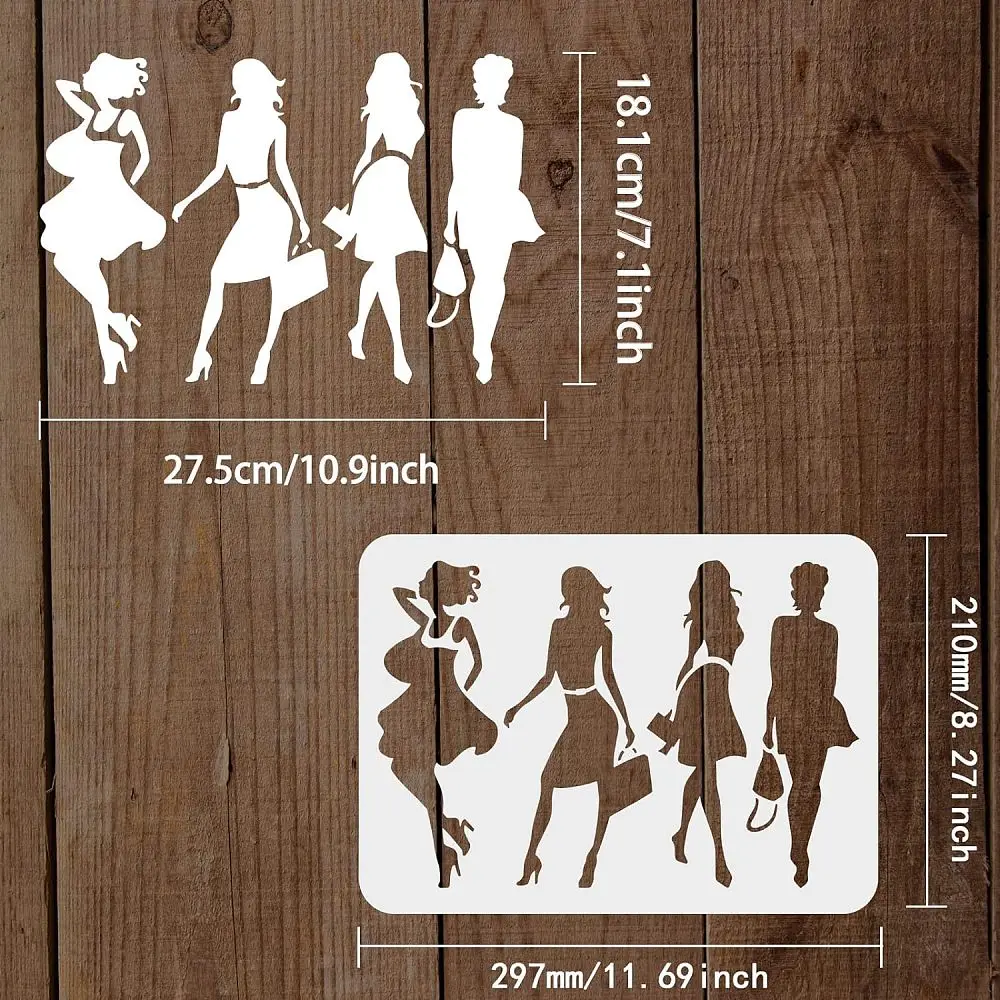 1 قطعة استنسل النساء الموضة 29.7x21 سنتيمتر الجمال الحضري النساء رسم استنسل جميل استنسل امرأة للرسم