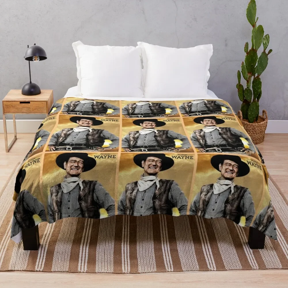 

John Wayne Throw Blanket Thermals For Travel Custom Soft Plush Plaid Hairy Blankets