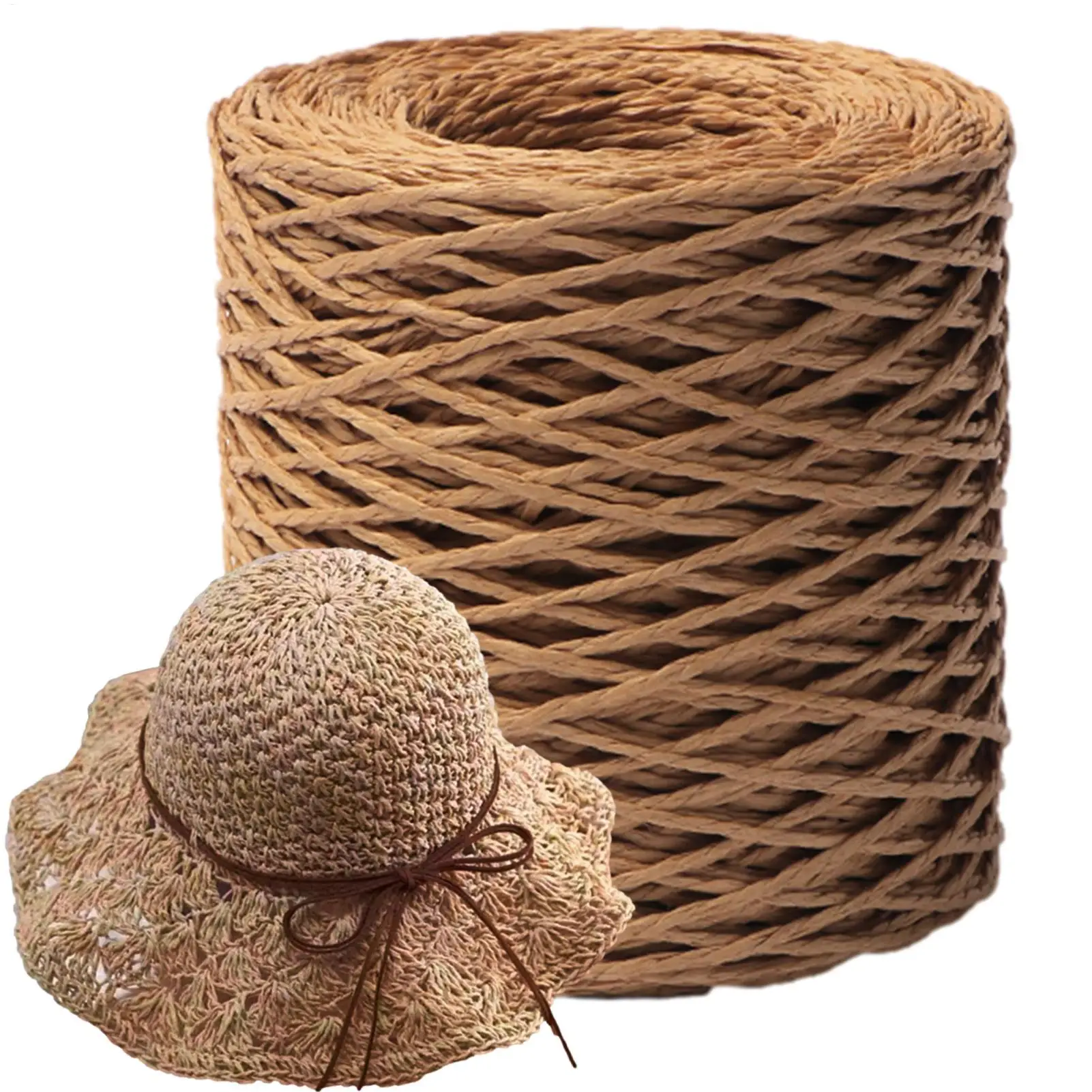 Hilo de Rafia Natural para Envolver, Cuerda de Rafia DIY en Color Natural para Proyectos de Manualidades, Sombreros y Decoración DIY