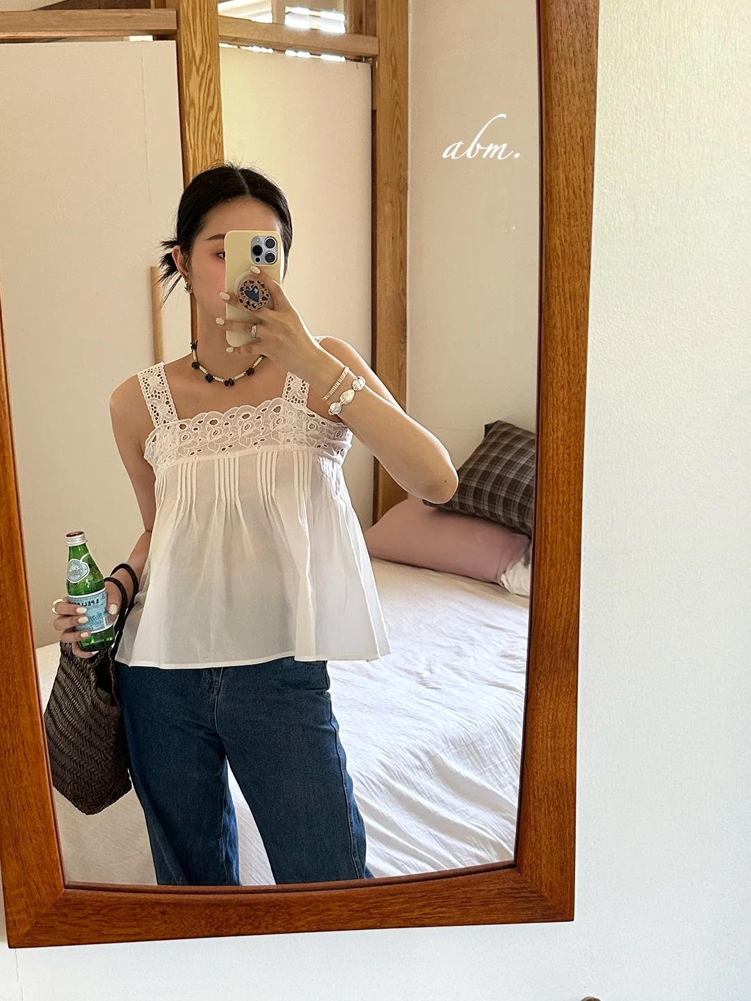 

Limited Edition Once in a Blue Moon Embroidered Heavy Work Lightweight Lace Trim Vest French Sle Hollow out Loose Fit Cotto...