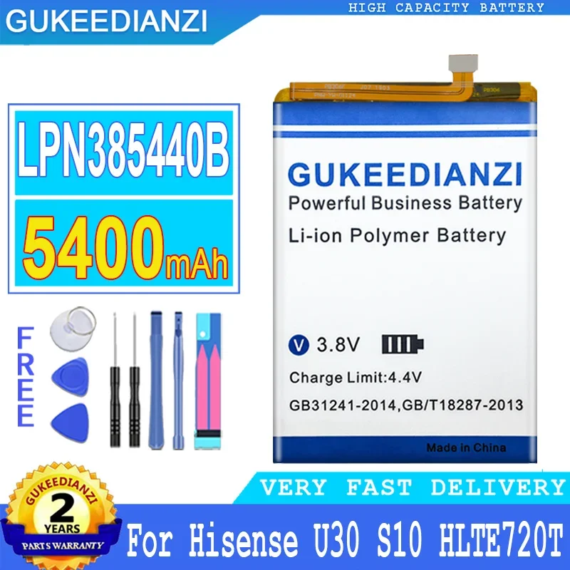 

Аккумулятор GUKEEDIANZI для Hisense U30 S10 U 30 S 10 HLTE720T, аккумулятор большой мощности, 5400mAh, LPN385440B