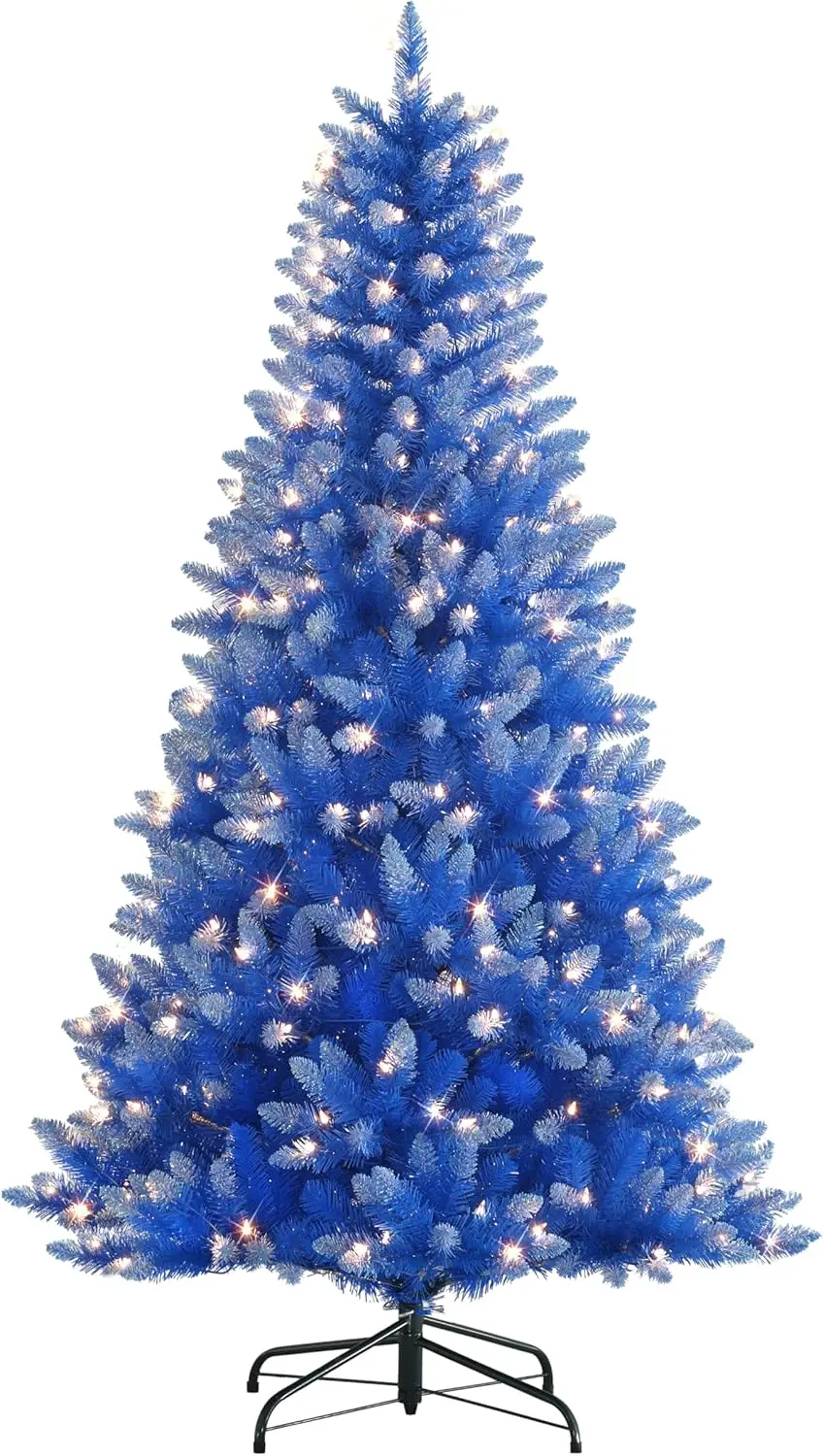 Pre-Lit 6.5' Artificial Christmas Tree With 300 Lights, Blue