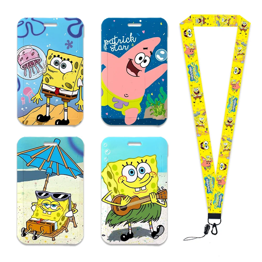 S W Cartoon Card Holder Neck Strap Glitter Acrylic Reel Clip Sliding Closure ID Holder Exquisite Badge Office Employee