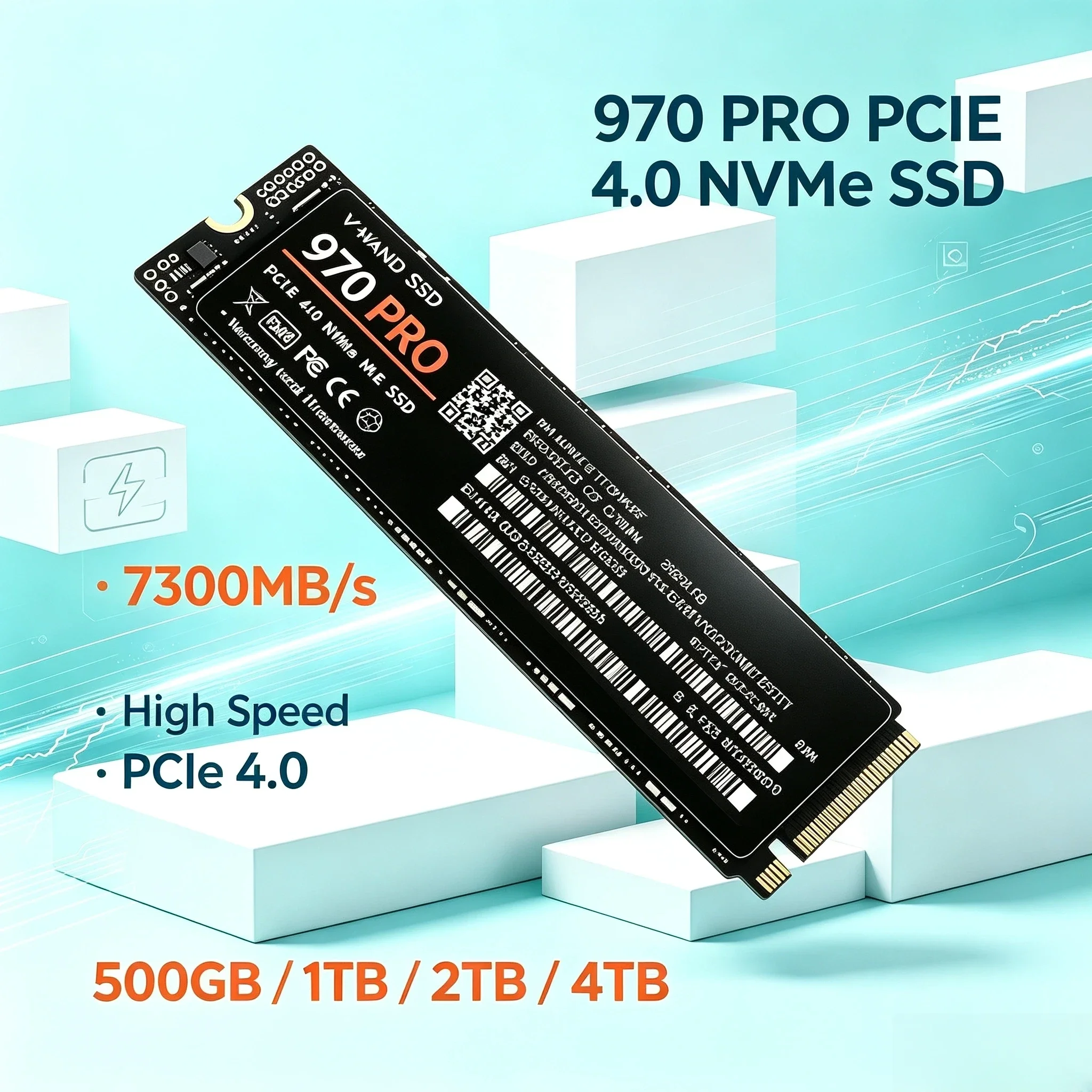 SSD NVMe M.2 PCIe 4.0x4 970 PRO 500GB 1TB 2TB 4TB 7300MB/s Carrega Jogos em Segundos para PS5 Laptop Desktop